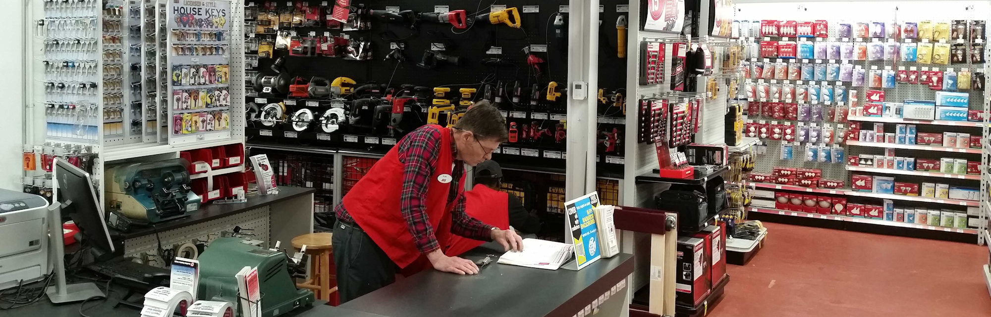 An focused and hardworking employee working from Annie's Dependable Service Hardware in Washington D.C.